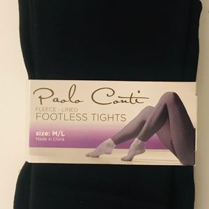 Black, Fleece-lined, footless tights Medium/Large